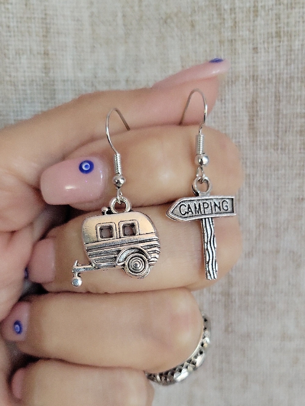 Silver Camping Trailer Airstream Charm Earrings